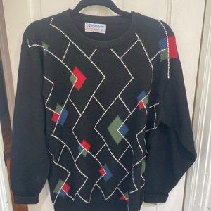 Ballantyne 100% Cashmere Argyle Crew Neck Sweater